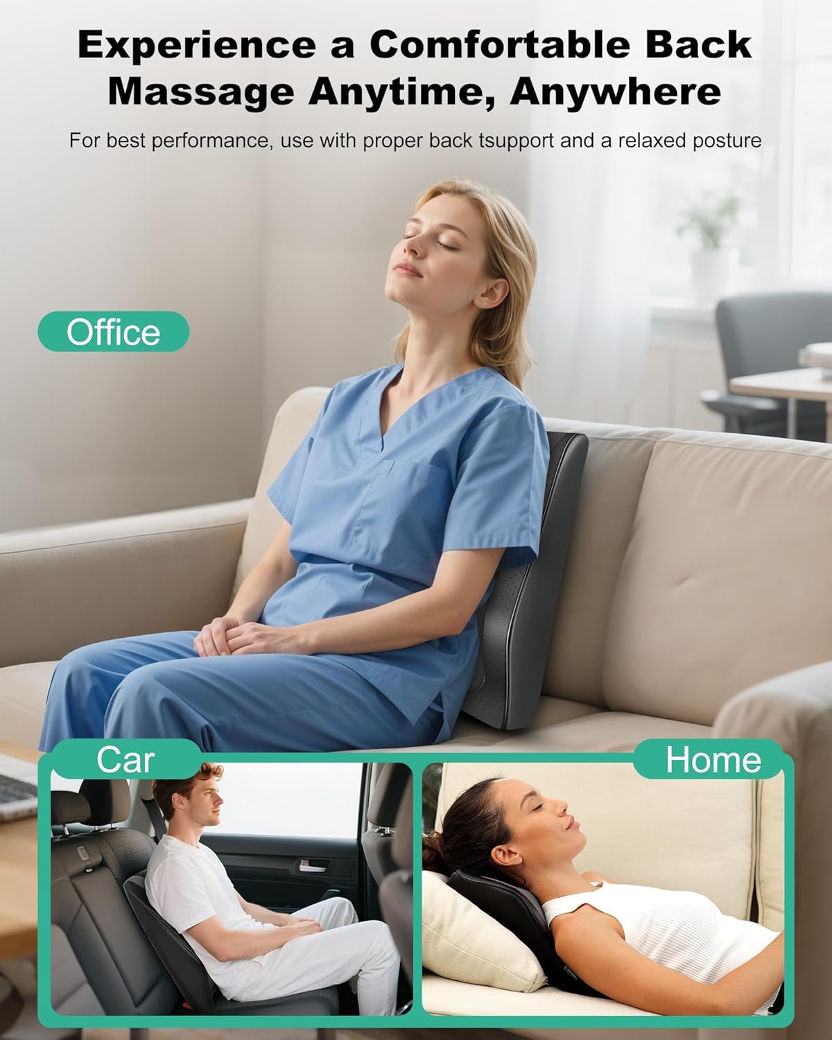 Snailax Cordless Shiatsu Neck Massager with Heat & Vibration, Back Neck Shoulder Massager for Pain Relief Deep Tissue, 4D Kneading Back Massage Pillow, Rechargeable Portable Massage