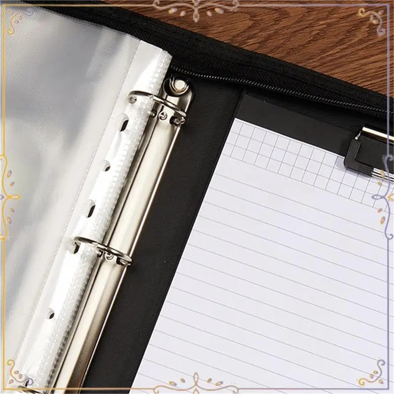 Portadocumenti in Pelle Organizzatore for portafoglio con cerniera, raccoglitore in pelle Padfolio, professionale for affari, for documenti