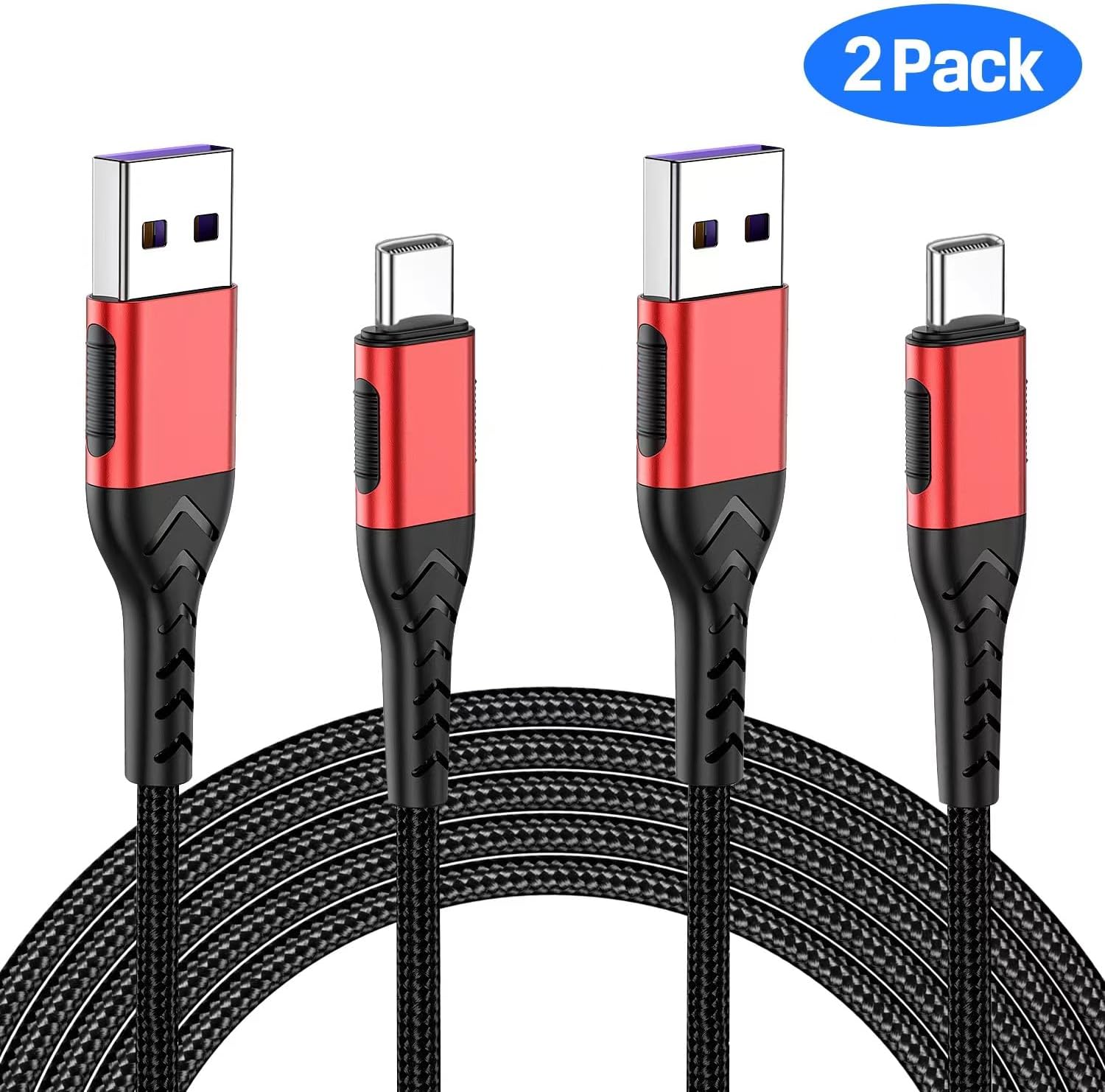 durcord usb c cable, upgarded 2pack 10ft usb fast charging 10 feet type c charging cord cable, fast type c charger braided usb cable compatible with iphone 15 pro/plus/max/android/phone/pad -red