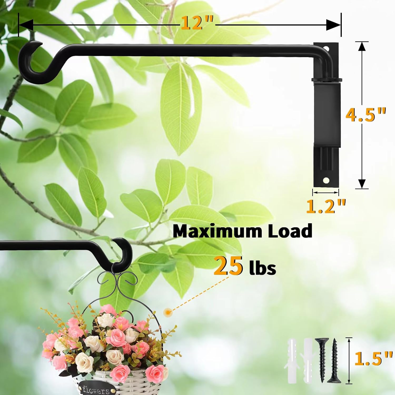 Swivel Plant Hanger - Outdoor & Indoor, Rotatable Design, 12 Inch 2 Pack