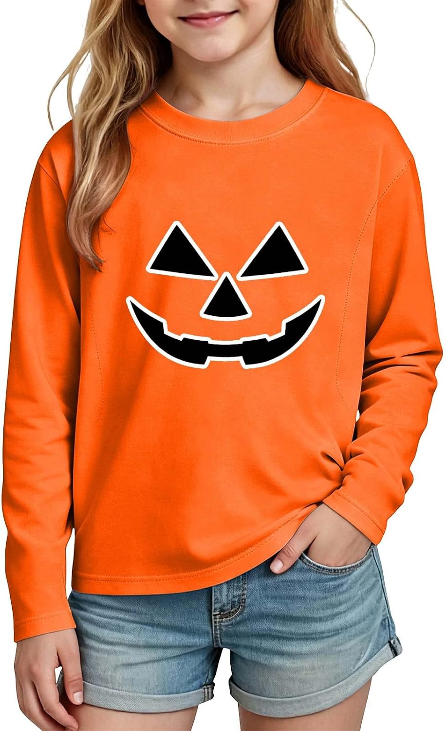 Kids Glows at Night Smile Pumpkin Face Halloween Hoodie Sweatshirt Top