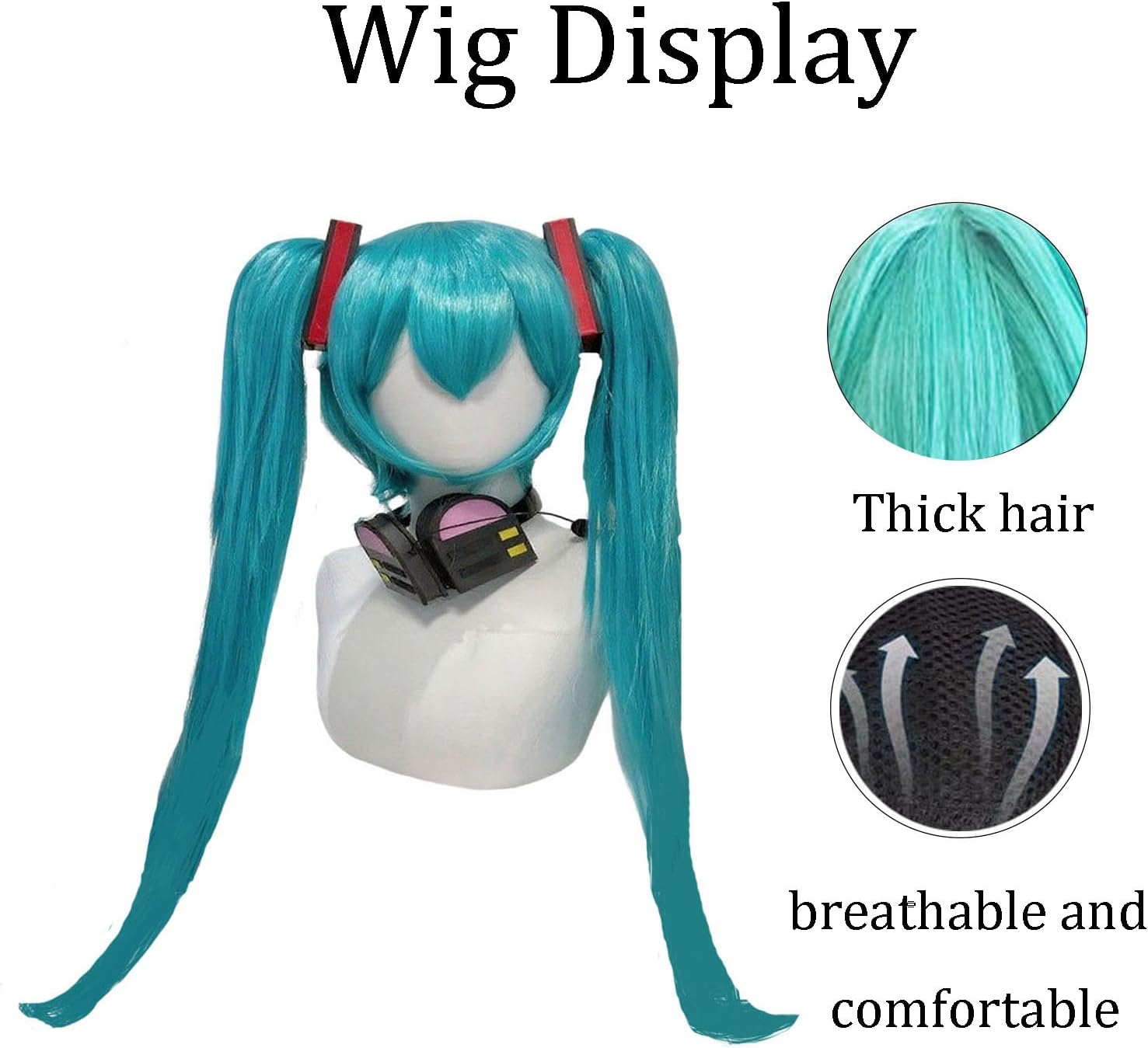 Role Playing Blue Music Themed Role-Playing Universal Set, Including Wigs, Headphones, Hair Clips, and Headwear Accessories (Blue+Pink Earphones)