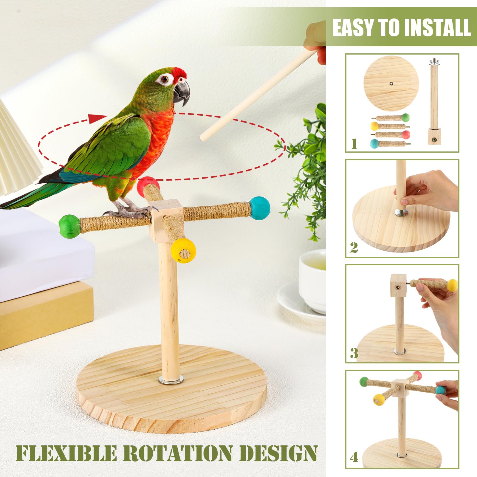 3-teiliges Vogel-Trainingsständer-Set, Papageien-Trainings-Clicker, tragbare Tisch-Vogelstange und Zielstab, Holz-Sitzstange mit Handschlaufe für Sittiche, Sittiche, Sittiche, Sittiche, Sittiche