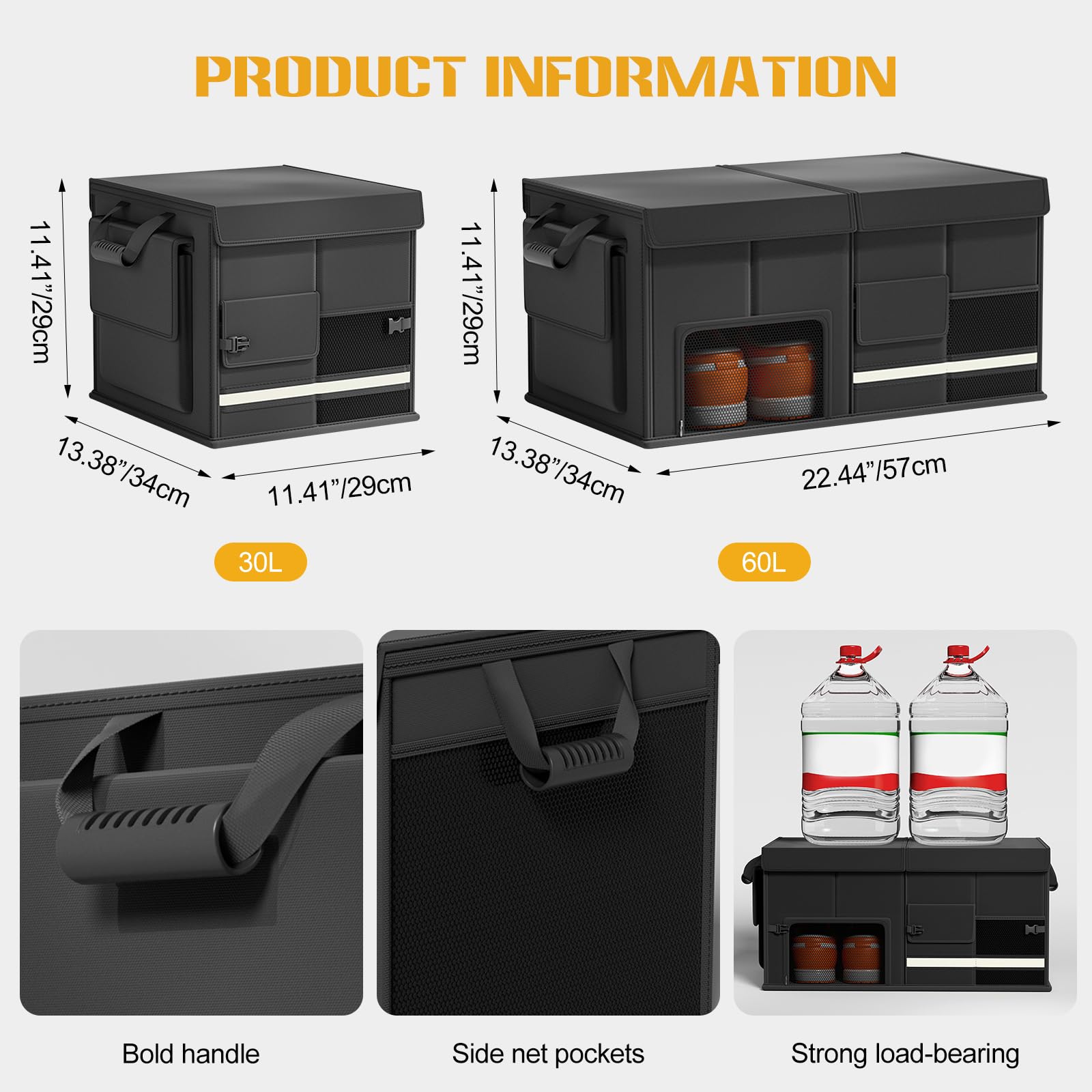Ergocar Oxford Fabric Bagażnik Organizer Duża Pojemność Do Wnętrza Samochodu Akcesoria, Składana Torba Wielokomorowa, Nadaje się do Samochodów, Suv, Van i Samochodów