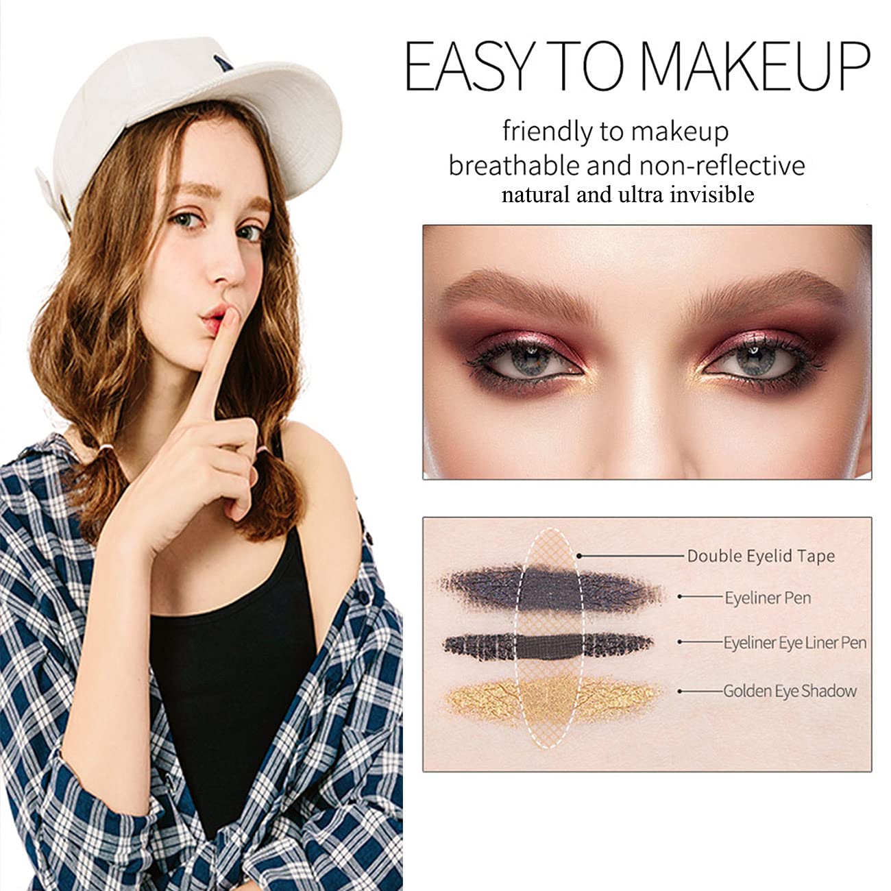 Buy Natural Ultra Invisible Single Side Double Eyelid Tapes Lift Strips