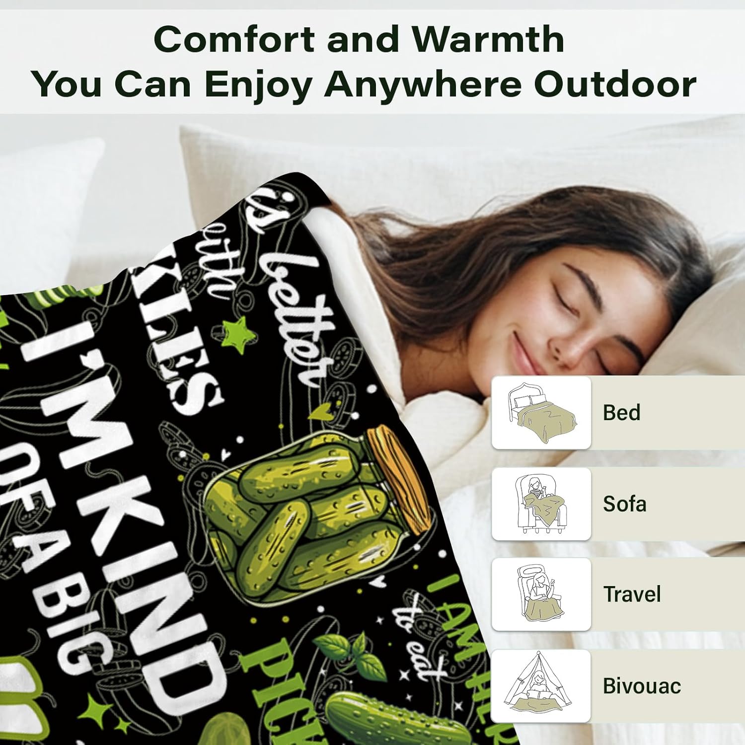 Pickle Blanket Gifts for Pickle Lovers, Pickles Birthday Gifts for Women, Friend, Girl, Soft Warm Blanket for Pickles Lovers, Gift for Couch Sofa Gifts for Christmas Thanksgiving Day 60x80in
