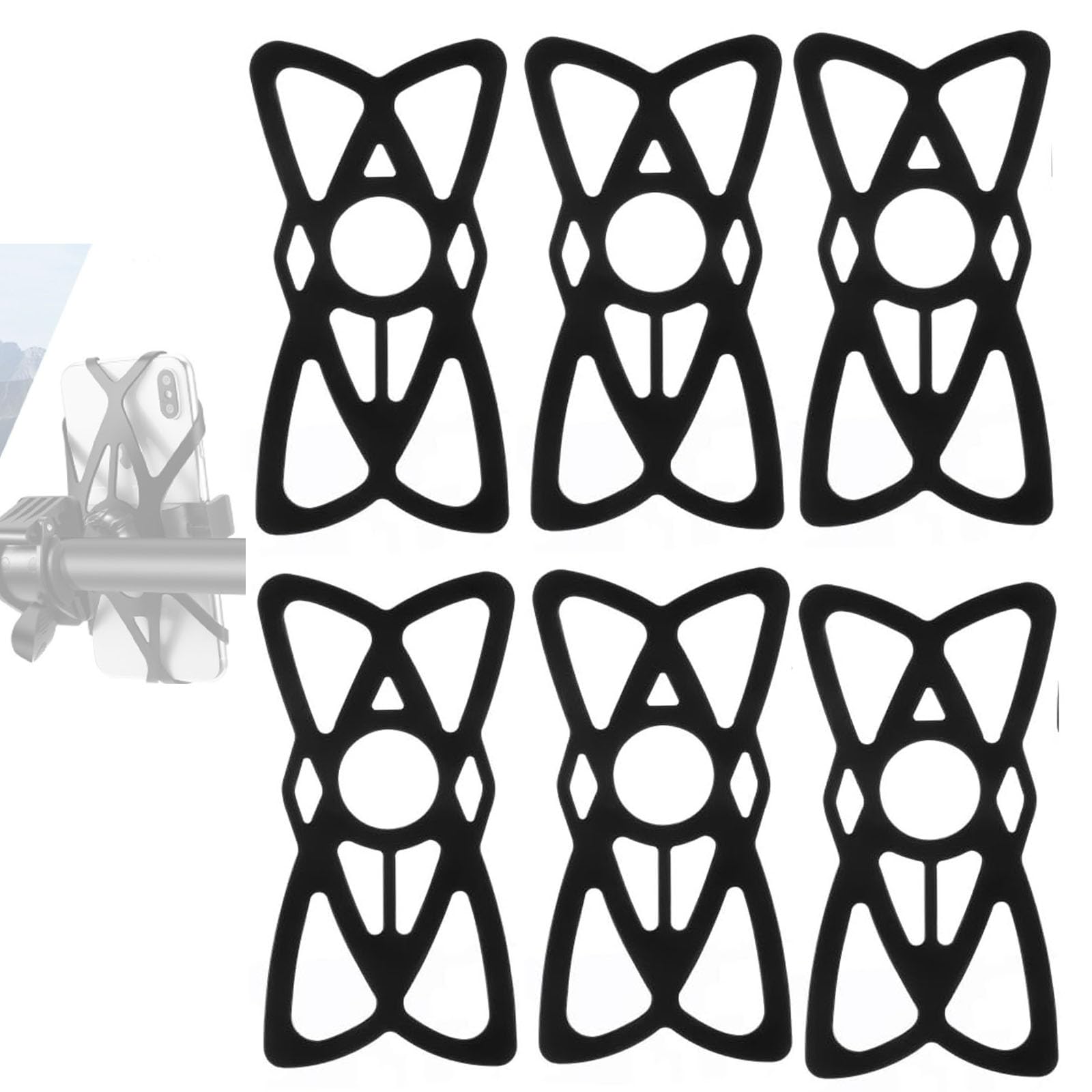 Aetomtins 6 Pack Motorcycle Phone Mount Tether,Replacement Silicone Bands for Bike Phone Holder, Grip Rubber Strap Security Bands Bike Phone Mount for Bike, Motorcycle, Handlebar