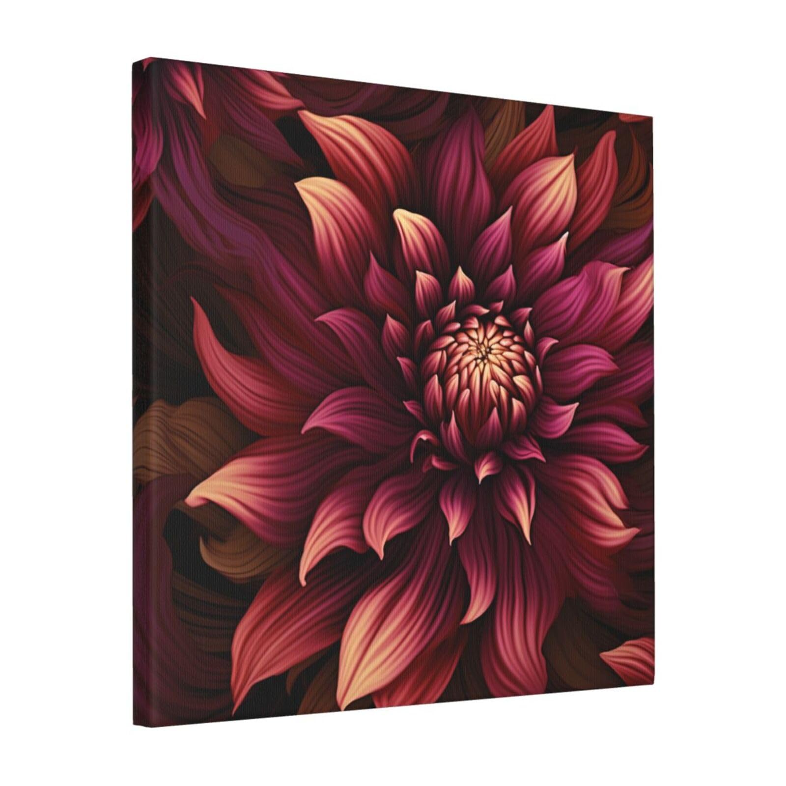 FodPand Wine Red Artistic Flower Canvas Wall Art for Living Room Wall Decor 16"x16" Modern Artwork Painting Pictures Hanging Canvas Prints Aesthetic Wall Art for Bedroom Bathroom Office Wallart Decor