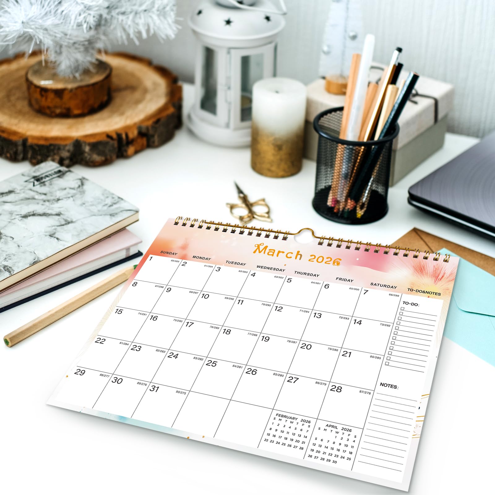 Calendario da parete 2025-2026, include da gennaio 2025 a giugno 2026, calendario da parete in carta da 18 mesi, 28 x 21 cm. Carta spessa con date giuliane e blocco per Capodanno e vacanze di Natale