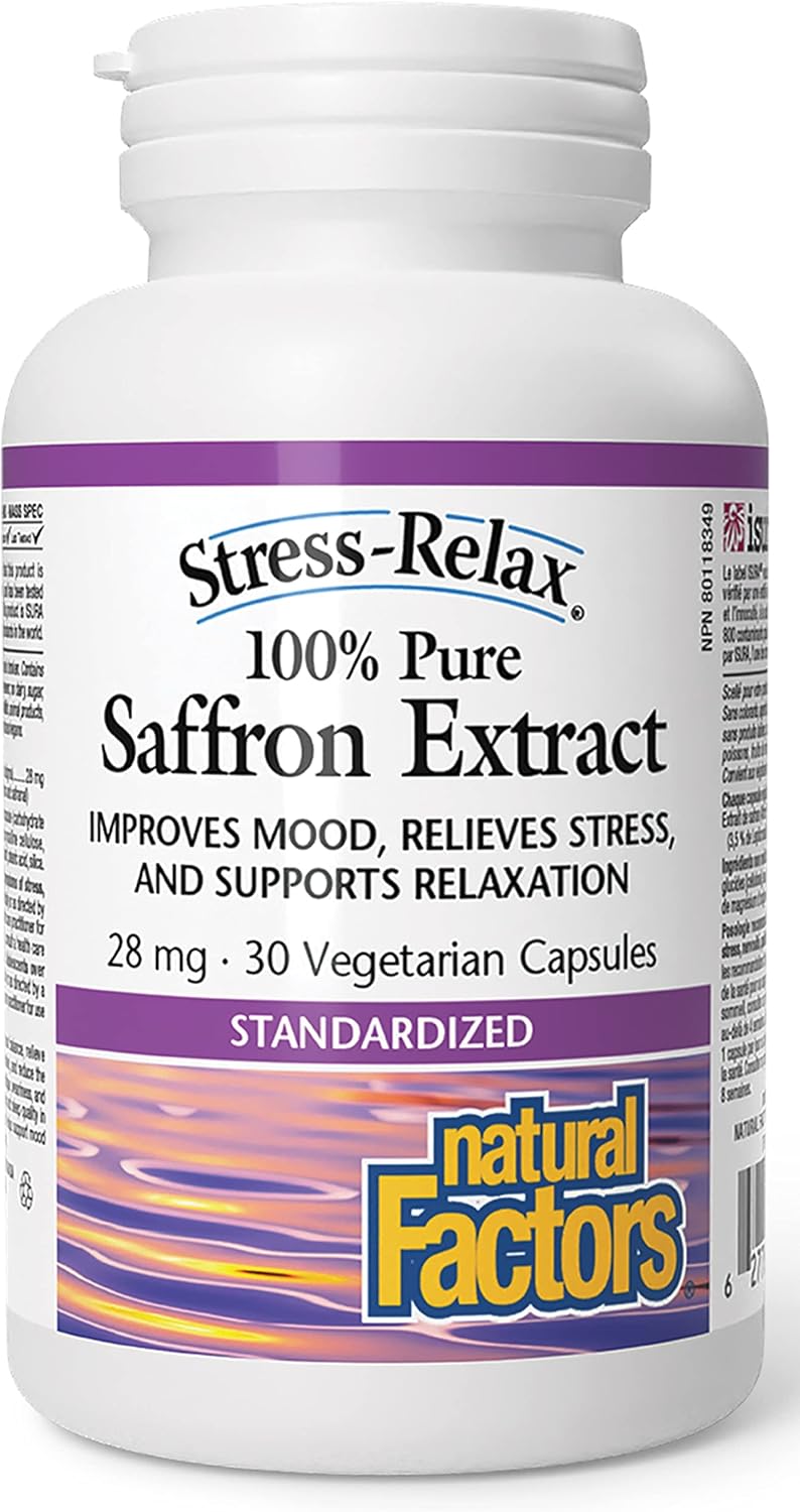 Saffron Extract 28mg, Stress Relax 30 Vcaps Amazon.ca Health