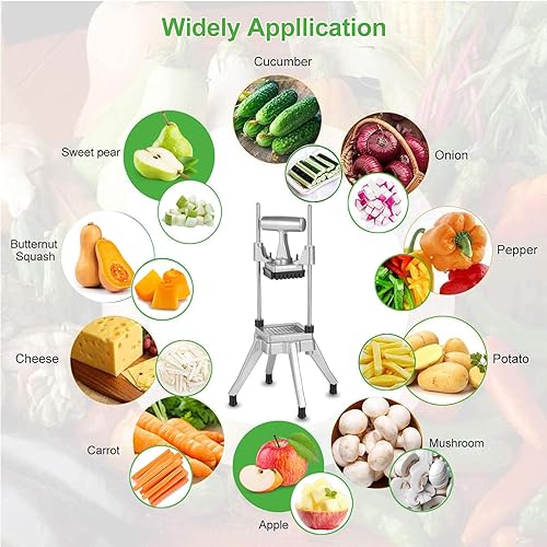 Miniatura 4 de Picador comercial de verduras y cortador de papas fritas de acero inoxidable, cortador de verduras de acero inoxidable, tamaños de cuchillas de 14
