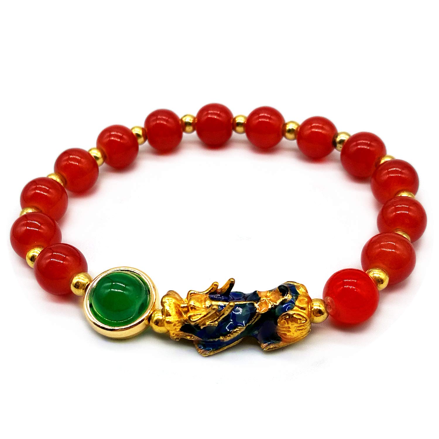 MANRUO Feng Shui Amulet Bracelets Prosperity 8mm Bead Bracelet with 1 Color Changed Pi Xiu/Pi Yao Attract Lucky Wealthy