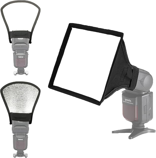 Goshoot Flash Diffuser Speedlite Light Softbox Silver White Reflector Two-Sides Kit for Nikon Sony Yongnuo Godox Olympus Vivita Sunpack etc Flashlight Photo Studio Photography