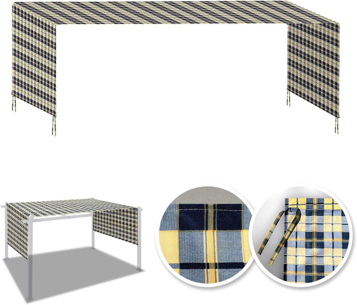 YardGrow 18' L x 8.2' W Universal Pergola Replacement Canopy Shade Cover Canopy Replacement for Pergola Structure (Blue with Yellow)
