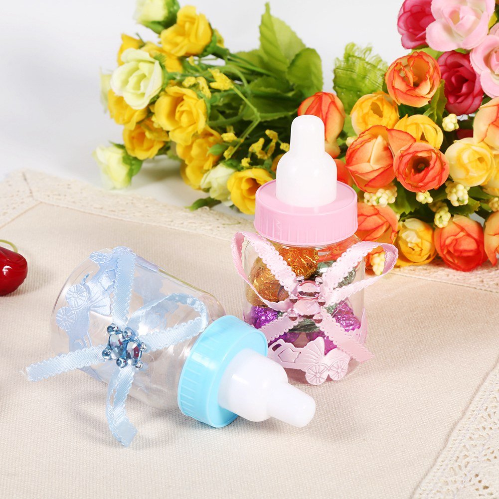 50 Bottiglie Portaconfetti Baby Shower Rosa - Bomboniere Festa Neonato, Regalo Dolci Decorazione - Foto 8