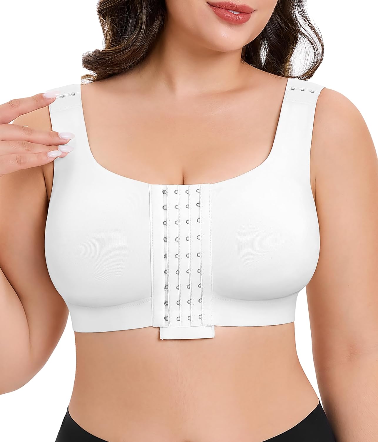 CYDREAM Wireless Front Closure Bra for Women Compression Back Smoothing Post Surgery Bra Adjustable Straps