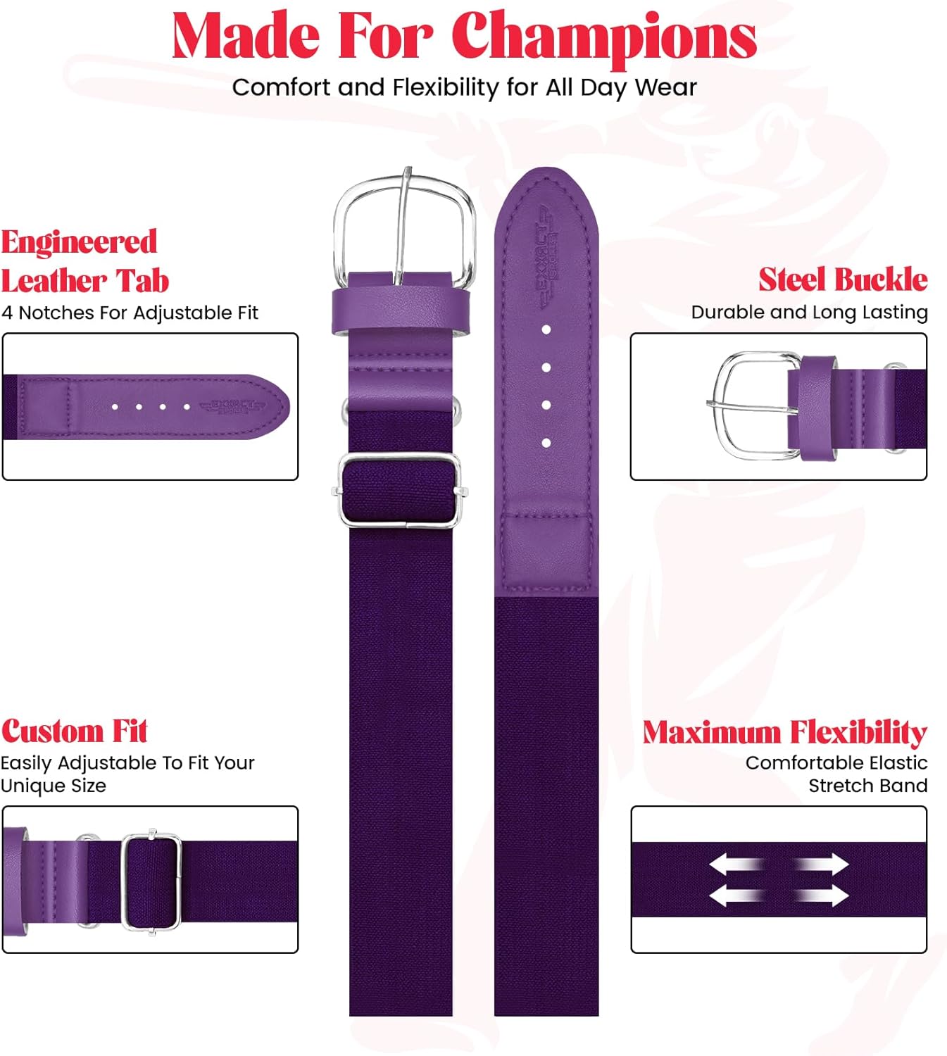 Exxact Sports Youth Baseball Socks and Belt Combo for Boys Girls - Soft, Durable Softball Socks and Belt Youth & Adult Sizes - Image 4