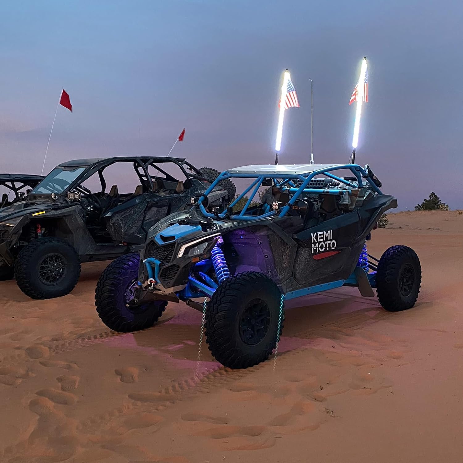 KEMIMOTO 2pc 3ft Spiral Whip Lights for Side by Side, LED Whip Lights for UTV ATV Boat Offroad, RF Remote Control Compatible with Polaris RZR Can-Am Maverick X3 Sportsman