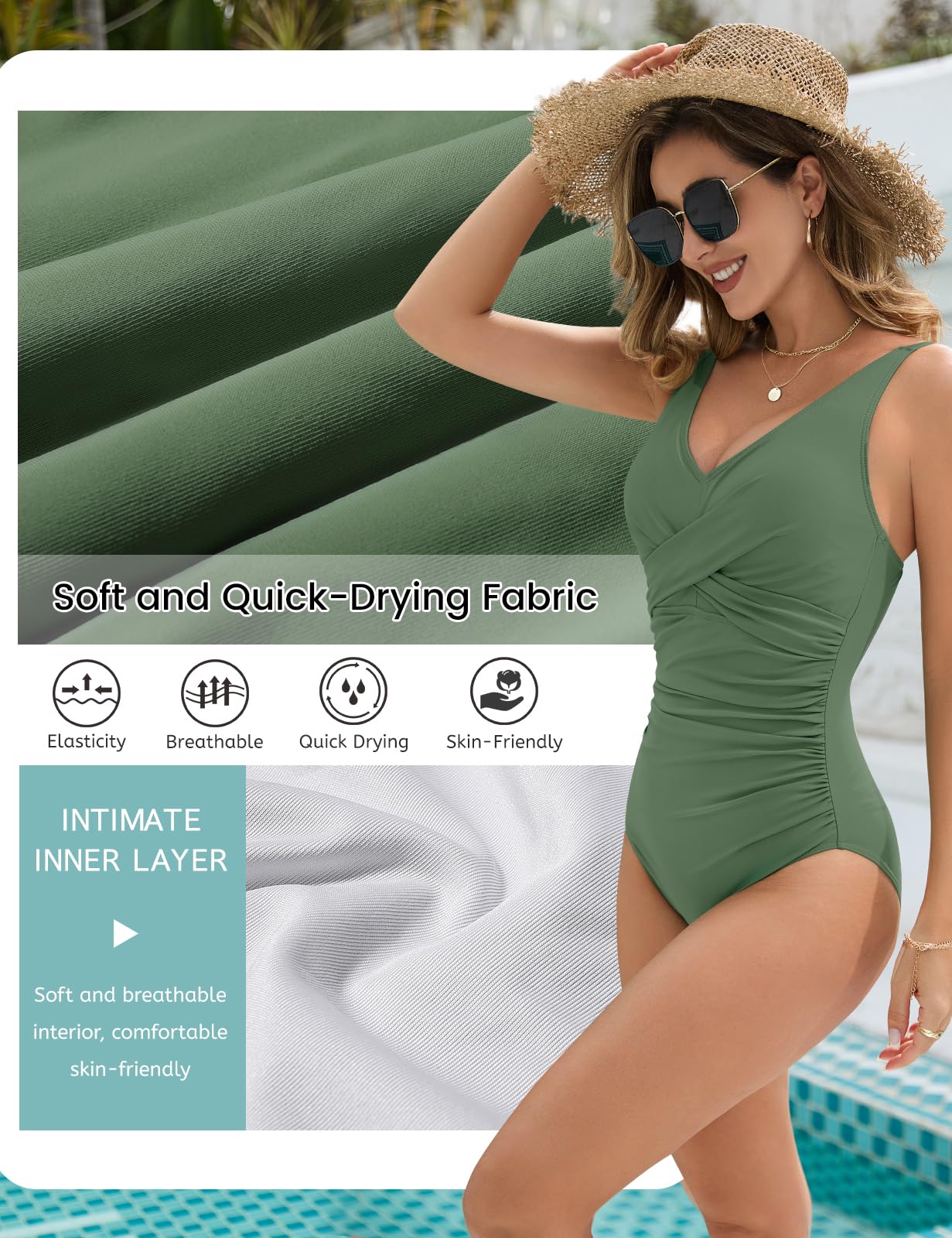 Badeanzug Damen Bauchweg Schlankheits Push Up Bademode V Ausschnitt Sexy Badeanzug Damen Modische Monokini Größe One Piece Swimsuits