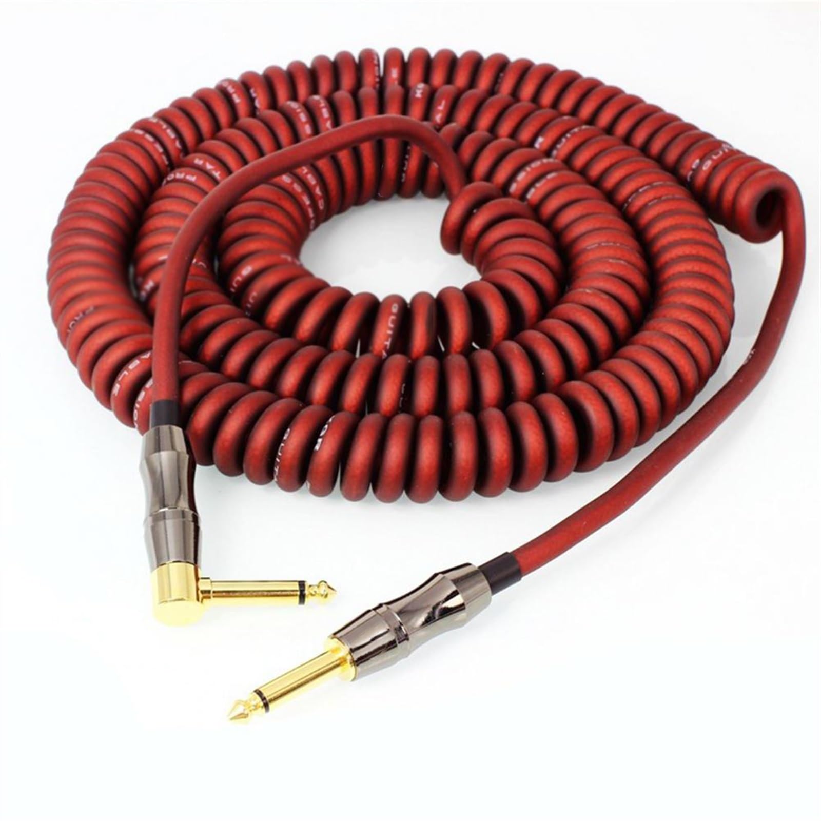 akcesoria do gitary 6 M/10 M Przewód Sprężynowy Gitary Kabel Audio Prosto Do Wtyczki Kątowej Pozłacany Kabel Do Instrumentu Muzycznego (Color : 6m)