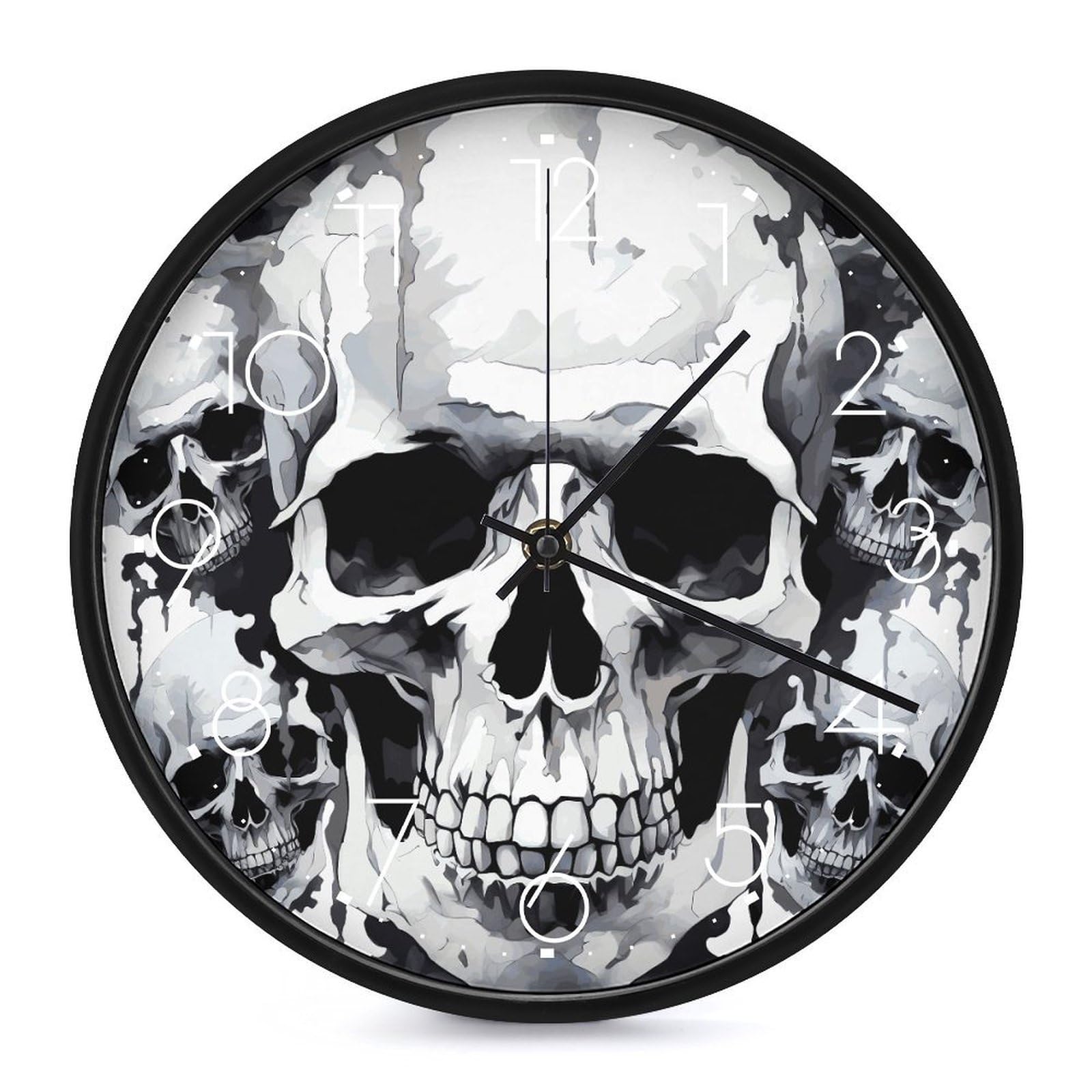 Horloge murale vintage silencieuse sans tic-tac à motif crâne moderne