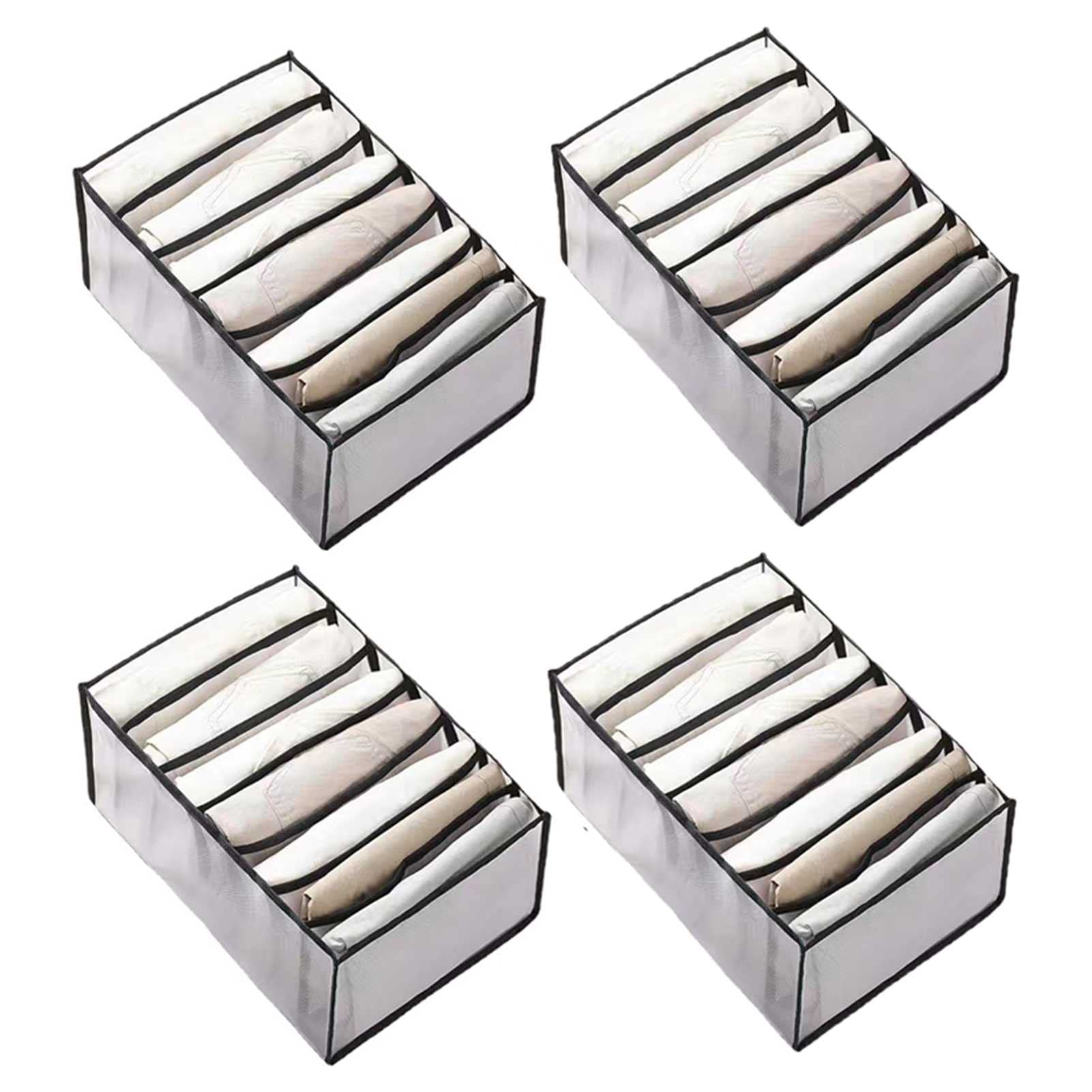 Organizador de armarios, Organizador de cajones Plegables de Malla de 7 Compartimentos, fácil de Limpiar, for Jeans, Leggings, Ropa Interior, Calcetines, Camisetas (4 Piezas)