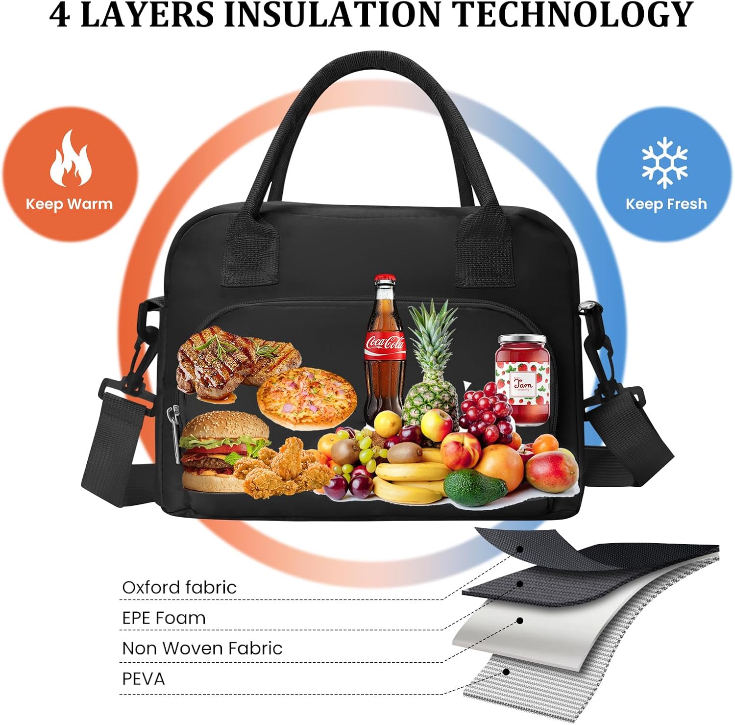 MEXS Insulated Lunch Bag for Women Men Large Reusable Lunch Box Adult Leakproof Portable Cooler Tote Bags for Work Picnic - Image 4