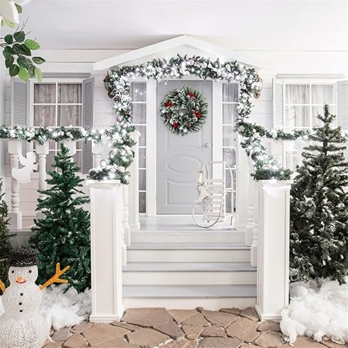 Miniatura 4 de CAREG - Guirnalda artificial para ventana, decoración del hogar, conos de pino de PVC, adorno de Navidad para puerta delantera, corona nacional