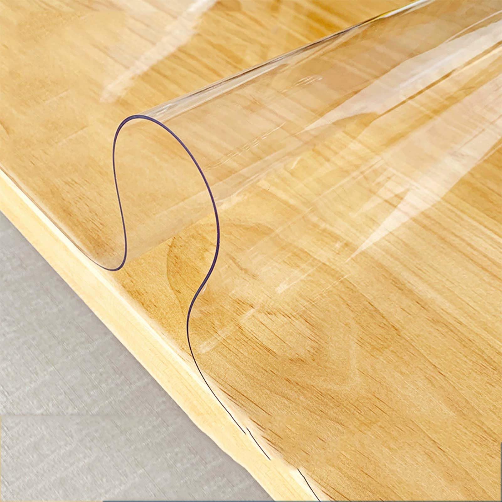 QBYRSSS Transparent Table Cover Protector 47x47 Inch Heavy Duty Clear Plastic Table Cover Waterproof Wipeable Table Protector OilProof Transparent Rectangle PVC Tablecloth for Dining and Events