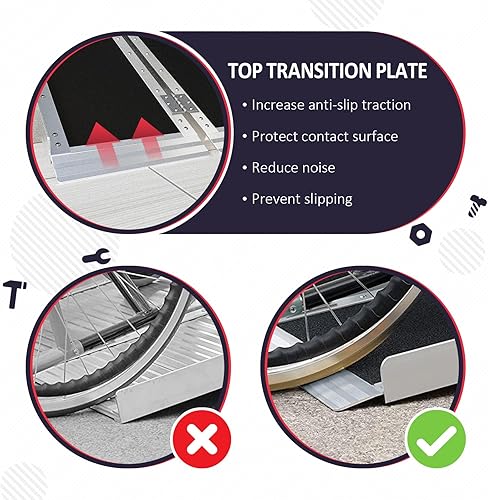 Miniatura 6 de PENSUN Rampa para silla de ruedas de 4 pies, rampas de umbral de 48 pulgadas de largo x 29 pulgadas de ancho, rampas para sillas de ruedas plegables