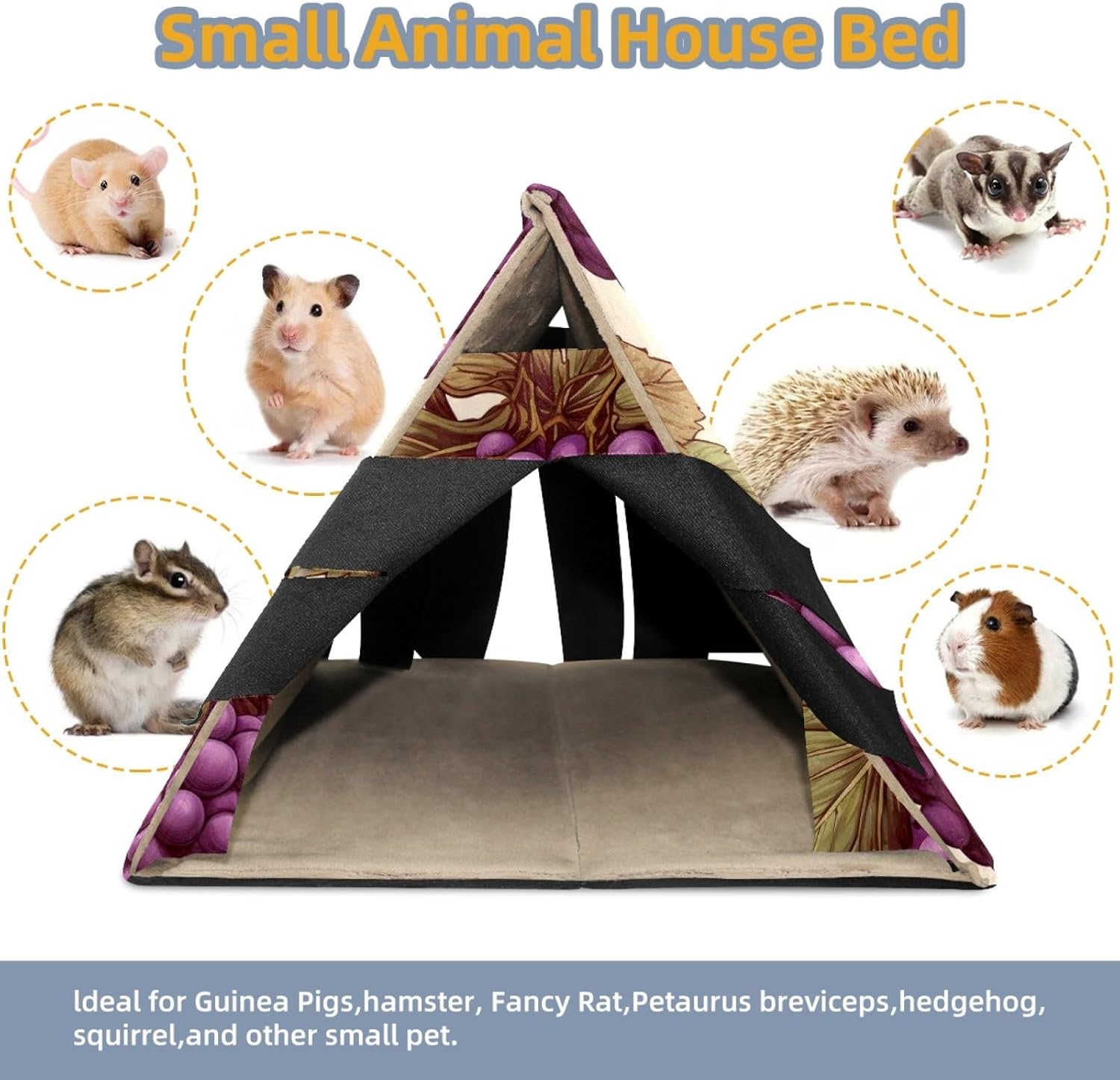 MAgiLL Guinea Pig Bed, Comfortable Hamster House, Hiding Place for Small Pets, Foldable Bed nest Suitable for pet nests of Short Rabbits, Rabbits, Ferrets, mice, and Hedgehogs