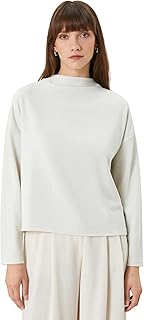 كنزة من كوتون مصنوعة من البوليستر والخيط الميتاليك والإيلاستين، لون بيج فاتح، مقاس كبير