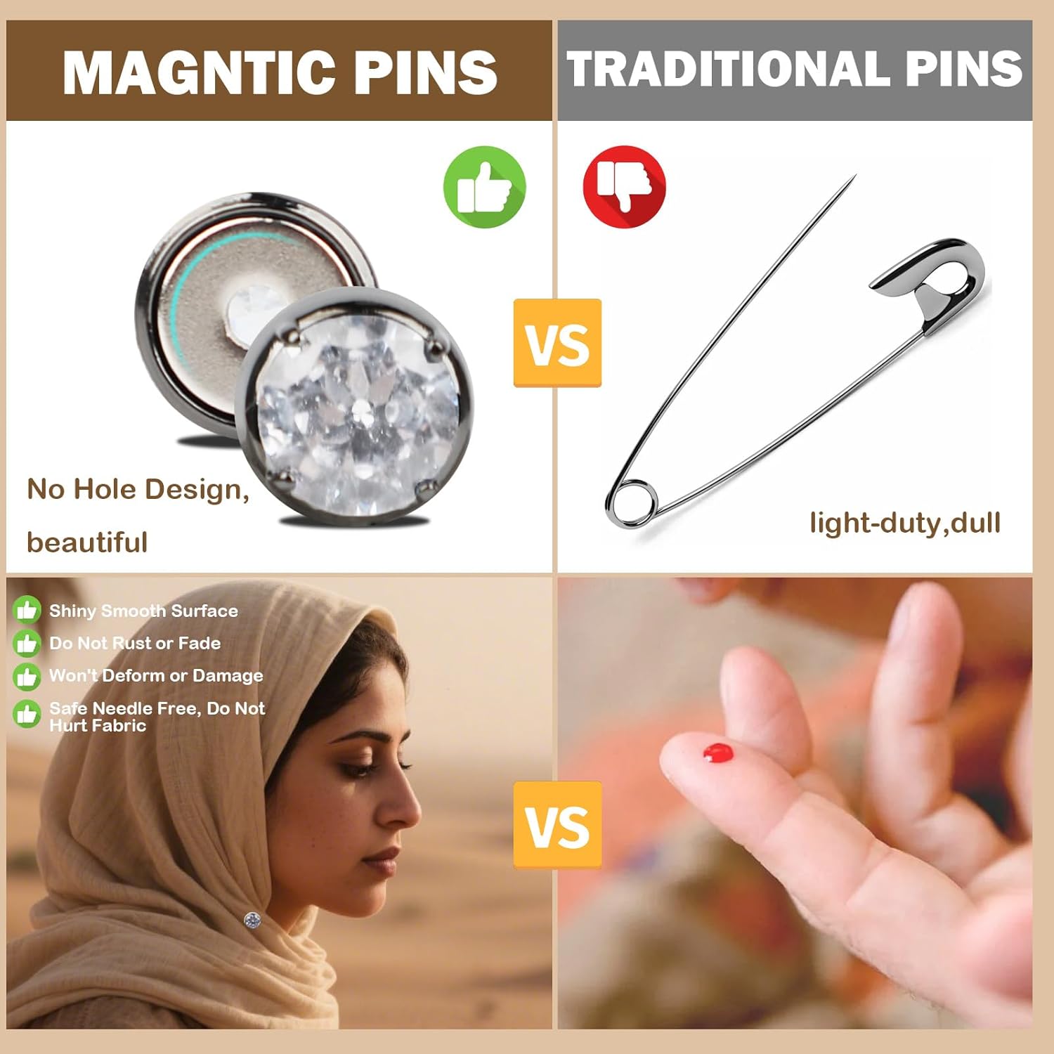 Strong Magnetic Hijab Pins, Powerful Pinless Magnets for MuslinWomen, No-Snag Colorful Scarf Magnet Clasp - Image 6