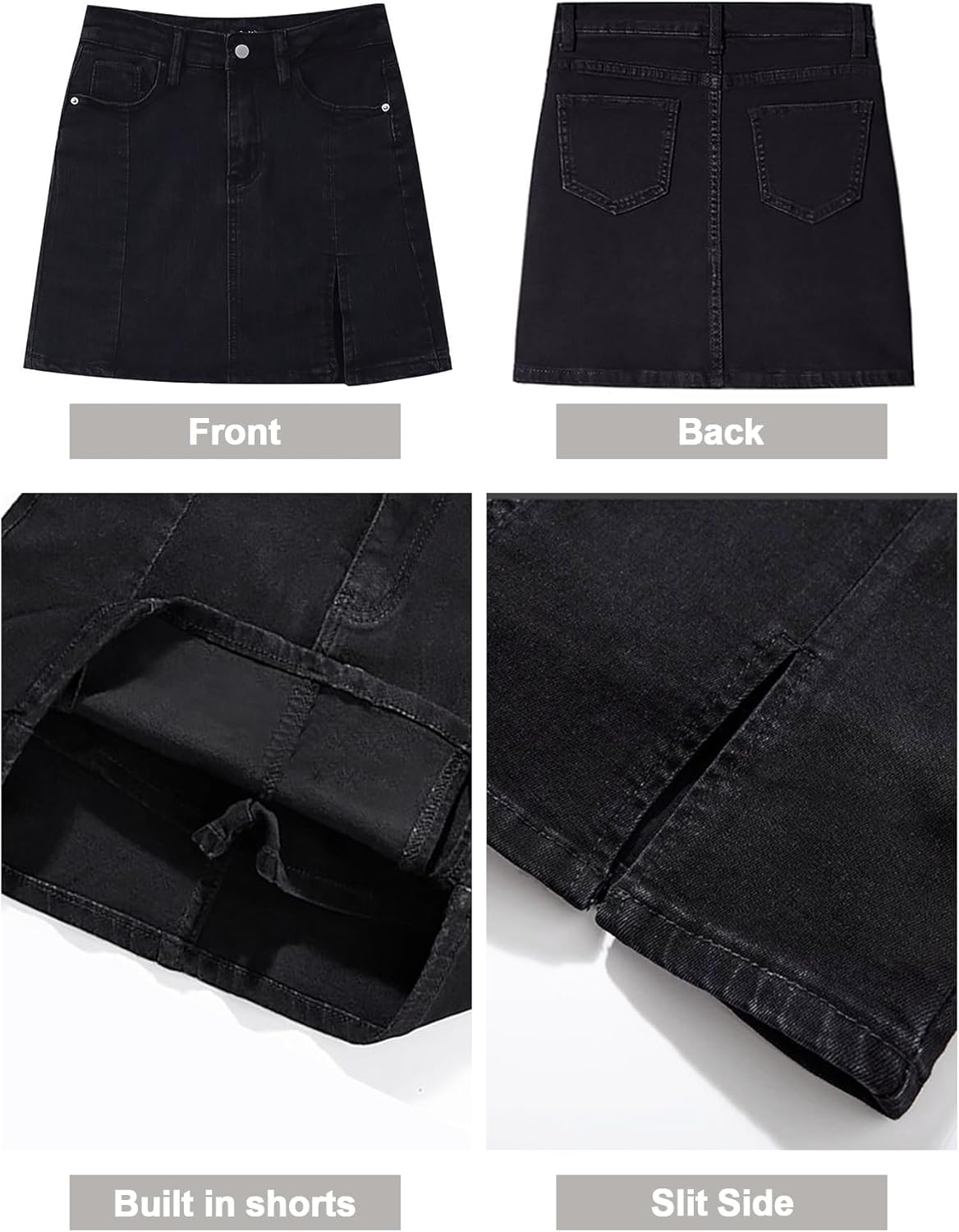 Womens Mini Denim Skirt,Jean Skirt with Shorts Underneath,High Waisted Jean Skirts - Image 4