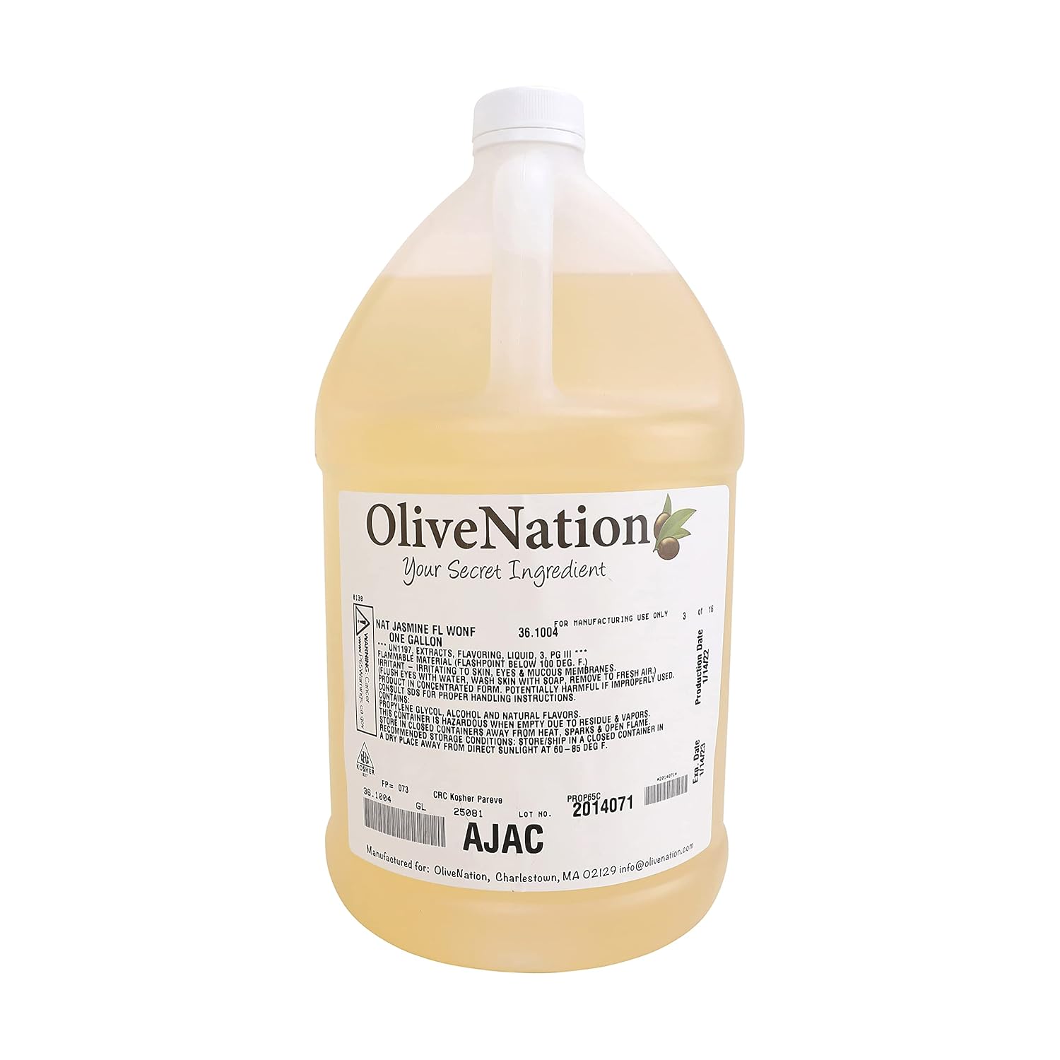 OliveNation Jasmine Flavor Extract, TTB-Approved for Brewing, Light Floral Flavoring for Ice Cream, Dressing, Beverages, Baked Goods, Non-GMO, Gluten Free, Kosher, Vegan -8 ounces