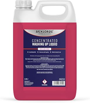 McKLords Commercial - Rhubarb Washing Up Liquid - High Strength for Commercial Kitchens & Catering Use - Long-Lasting Foam Cuts Through Grease - 2.5L