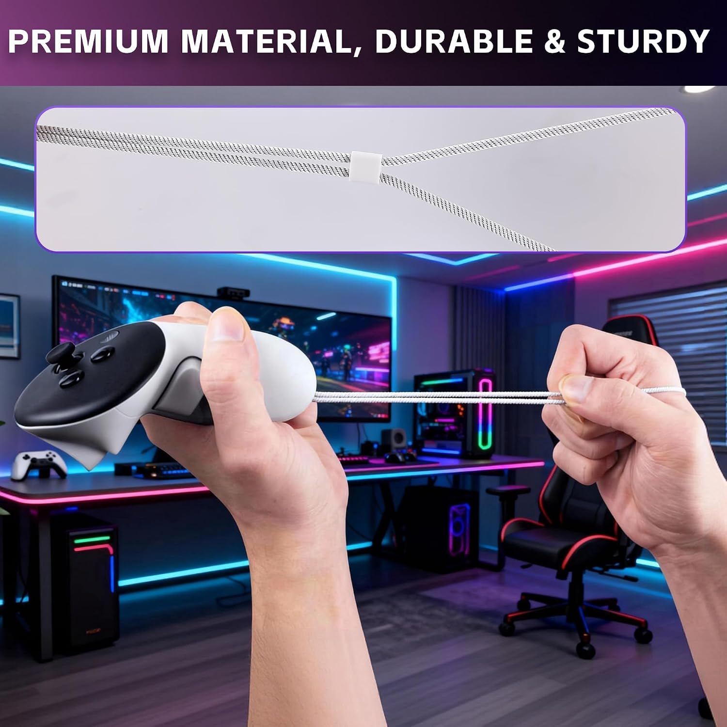 Lukvcoe 1 Pair Upgraded Wrist Straps for Oculus Quest 3/Quest3 & Meta Quest 3S/Quest3S | Durable, Adjustable Controller Hand Straps with Easy DIY Installation (White)