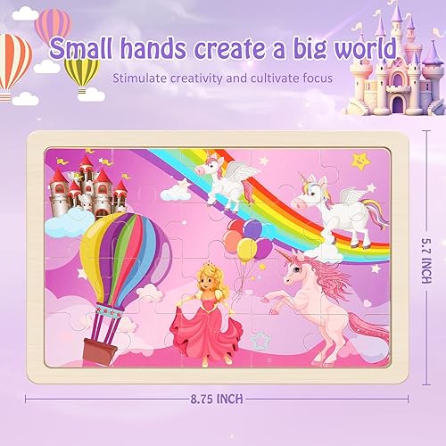 Miniatura 33 de Rompecabezas de madera para niños de 3 a 5 años, juego de 4 paquetes con 20 piezas de granja, rompecabezas de madera con temática de animales