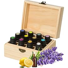 12 Slots Wooden Essential Oil Organizer, Hard Pine Wood Carrying Box, Holds 12 15 ml Aromatherapy Bottles, Ideal Organizer for Travel and Presentation