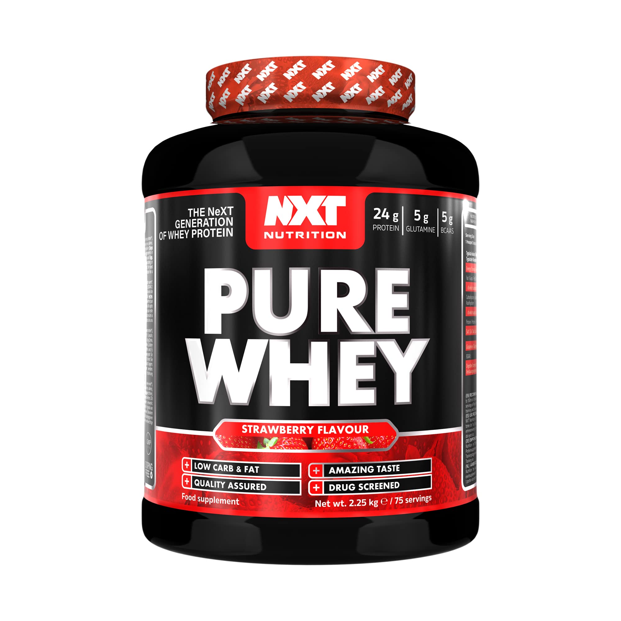 Pure Whey 2.25kg | Whey Protein | Muscle Growth and Recovery | 75 Servings | All Flavours | (Strawberry)