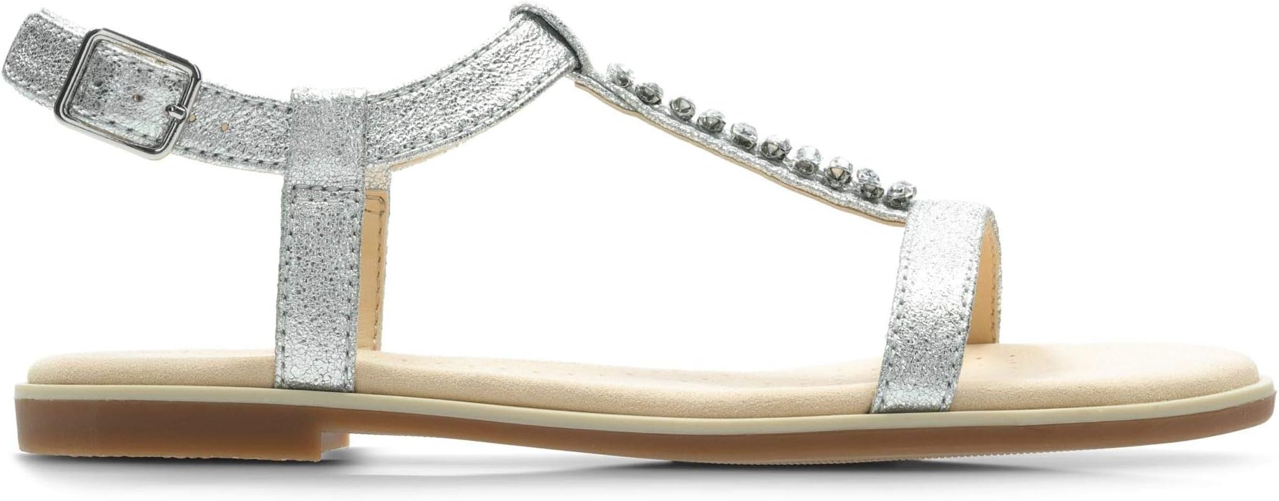 Clarks Bay Rosa Leather Sandals in Silver