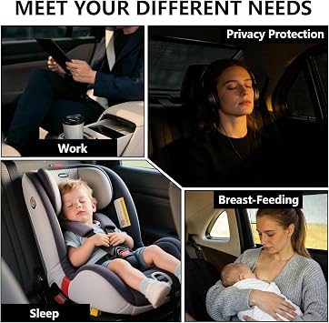 3PCs Car Divider Privacy Curtains Set,Car Window Shades Sun Shade,Campervan Curtains,Removable Cars Seat Partition Curtain,Blackout Cars Window Covers for Auto Front Rear Side Windows,Camping,Sleeping