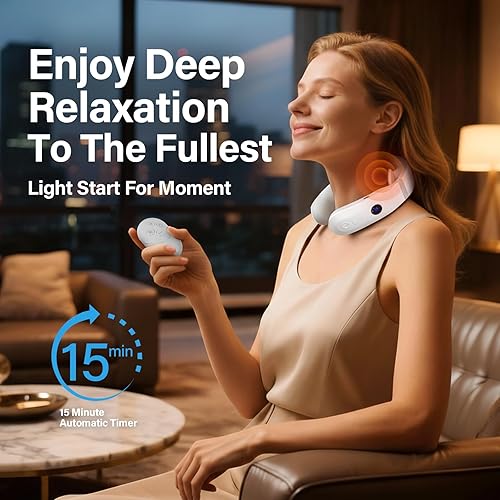 Miniatura 2 de AiRunTech Masajeador de cuello para aliviar el dolor de tejido profundo, masajeador de cuello eléctrico portátil con calor para hombros dolorosos,