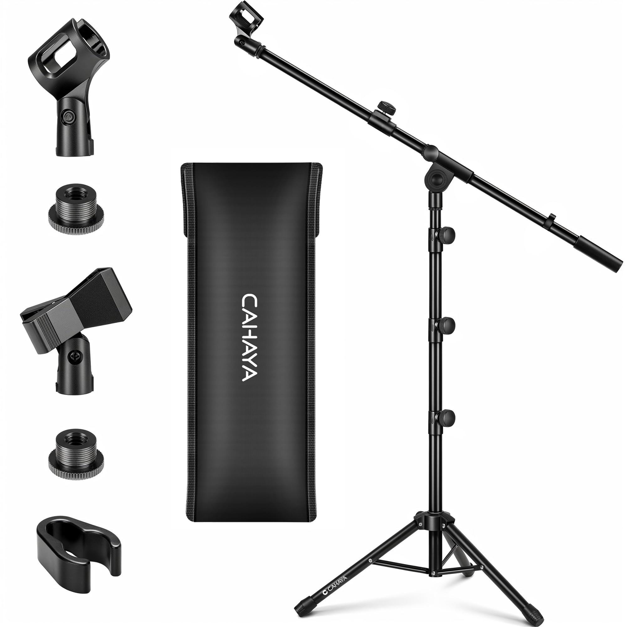 CAHAYA Tripod Boom Sheet Microphone Stand Metal Portable with Carrying Bag, for Performance Singing Speech Wedding Stage and Outdoor CY0239