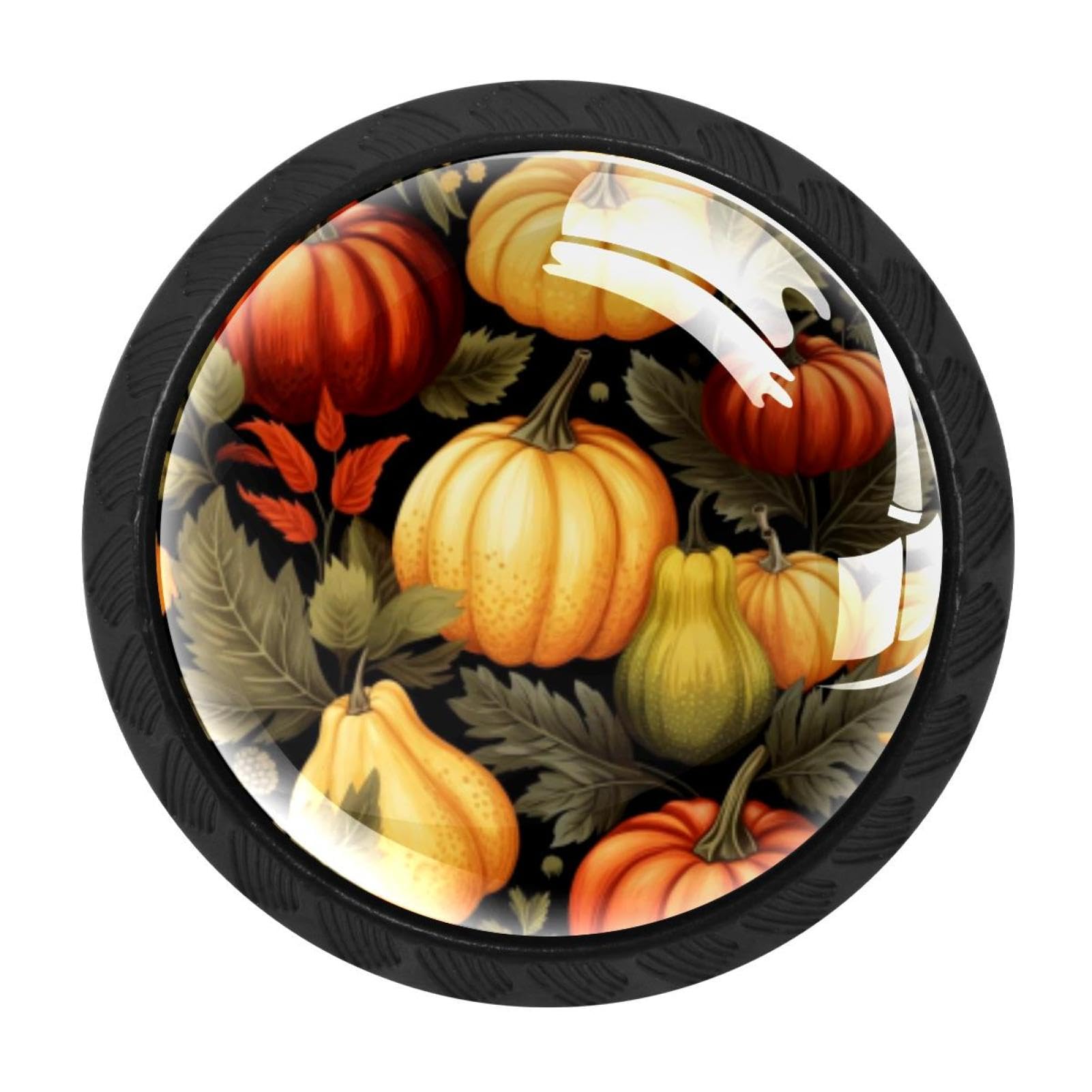 CHENZZZZ Thanksgiving Pumpkin Drawer Knobs Pull Handle Crystal Glass Circle Shape Cabinet Drawer Pulls Cupboard Knobs with Screws for Kitchen Cupboard Dresser Wardrobe etc