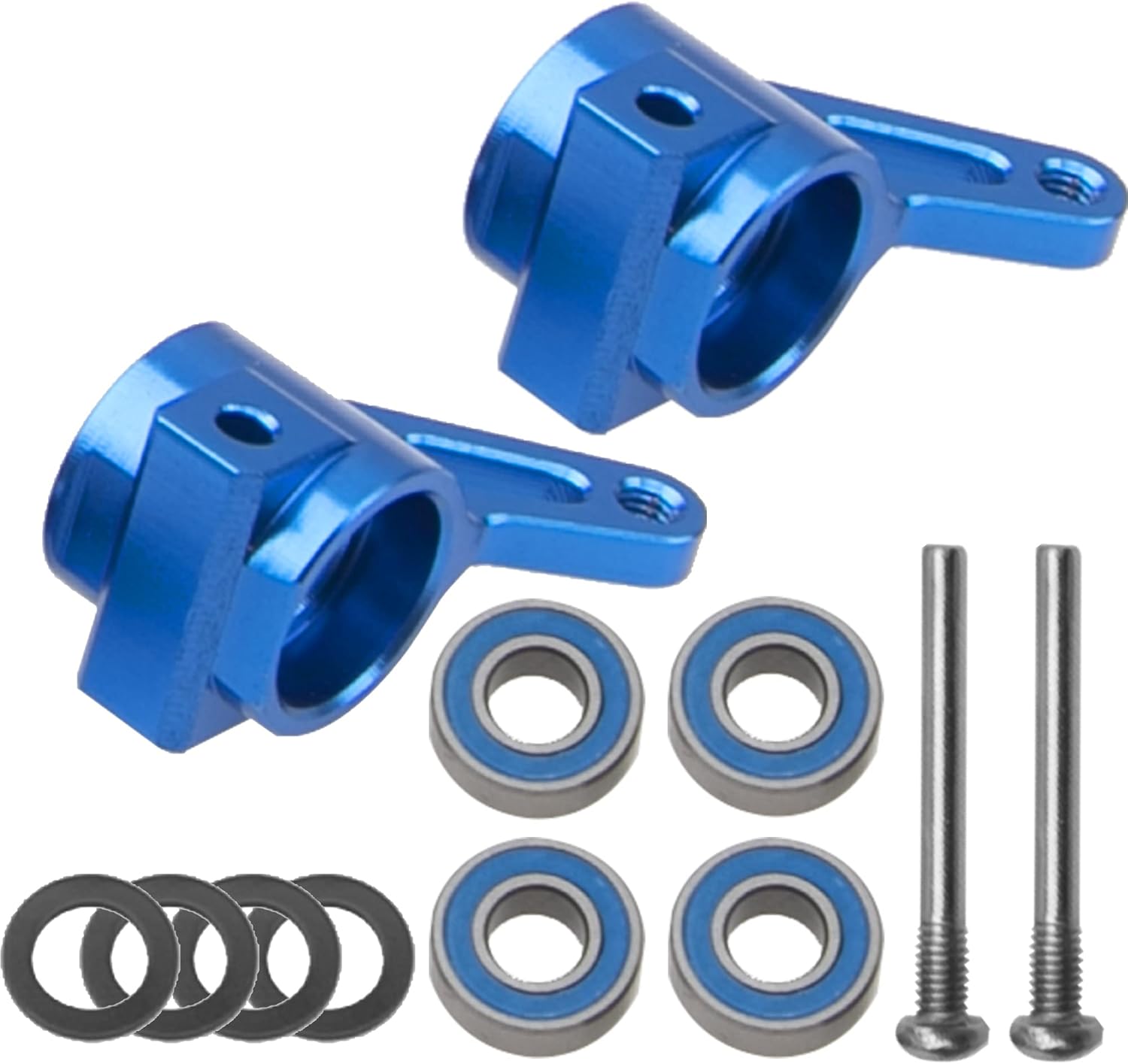 Aluminum Front Steering Knuckles Carrier Blocks Steering Cup Compatible with 1/10 Traxxas Slash 2WD Rustler Stampede Bandit RC Car,Replace of 3736 (Blue)