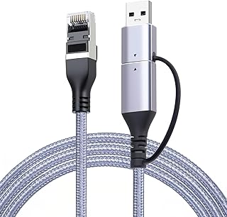 USB Type C to RJ45 Gigabit Ethernet Adapter Cable with PVC Braideds Design and Aluminum Alloy Shell for Stable Wireds Ne