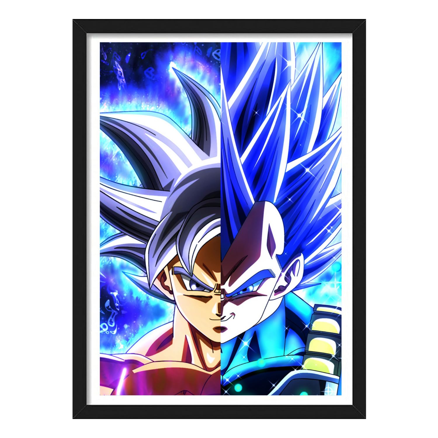 YourCanvas | Goku Ultra Instinct x Vegeta Ssj Blue | Dragon Ball Z | Super Anime | Framed Posters (Black Framed 10×13 inches, Goku x Vegeta)