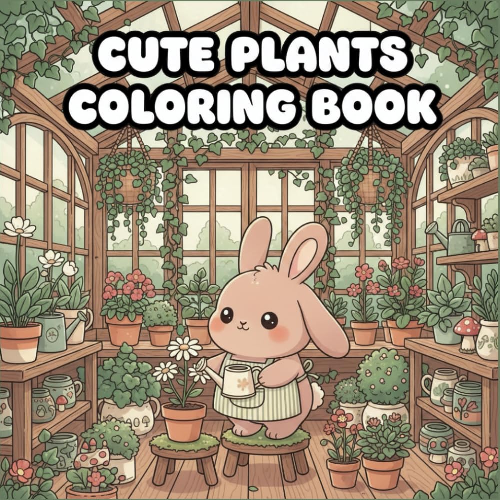 Cute plants Coloring Book: Greenhouse, Flowers, and Plant-Themed Coloring Pages