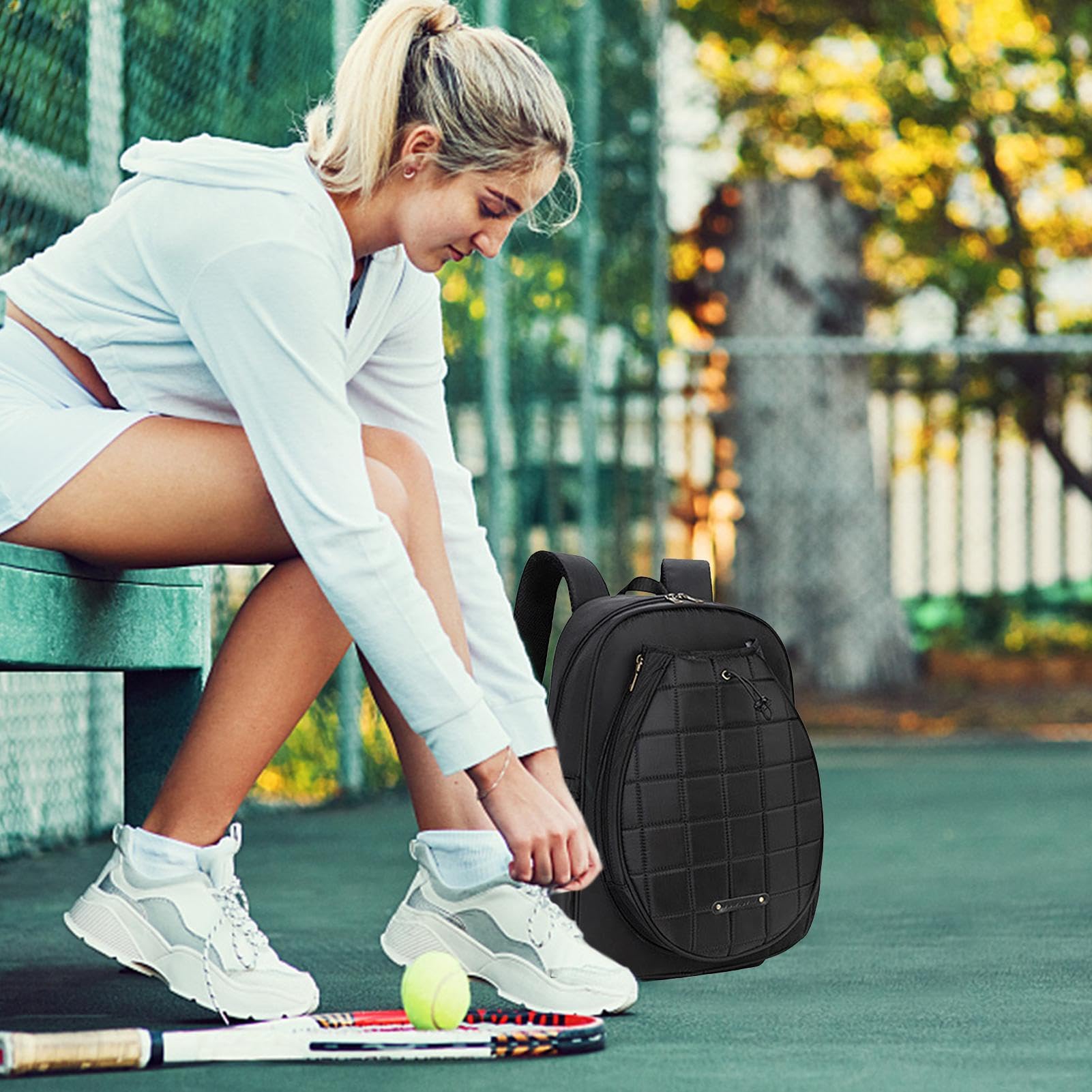 Zaino da tennis per bambini, zaino da tennis da donna, borsa per racchetta sportiva regolabile, borsa per racchette da tennis con grande capacità, borsa da tennis alla moda per bambini, donne e uomini
